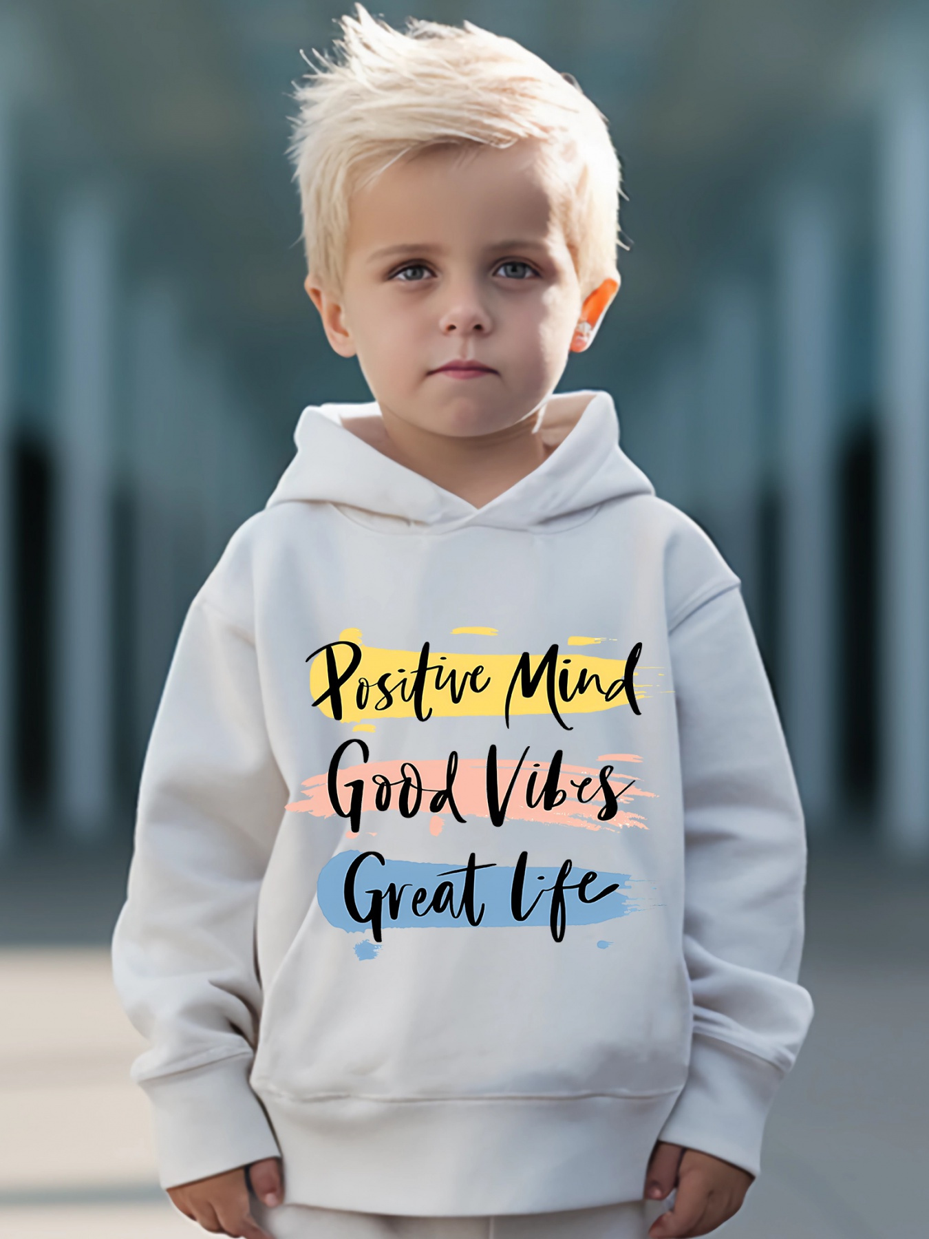 Positive Mood Colorful Letter Print Boy's Long Sleeve Outfit - Temu ...