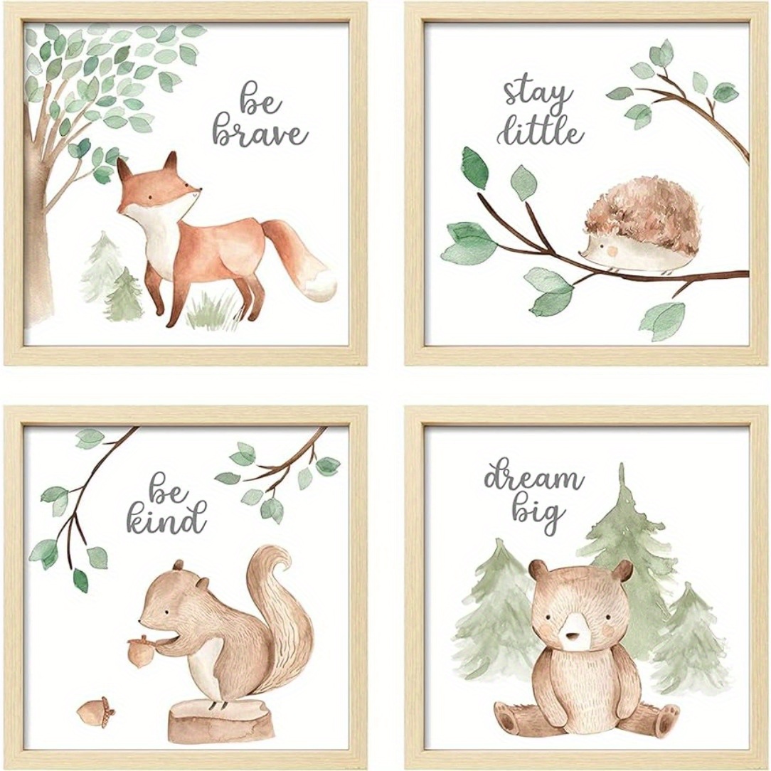 

4pcs Funny Animal Pattern Wall Art Picture Decor, Cute Animals Style Wall Prints For Decoration (unframed, 8x10inch) Eid Al-adha Mubarak