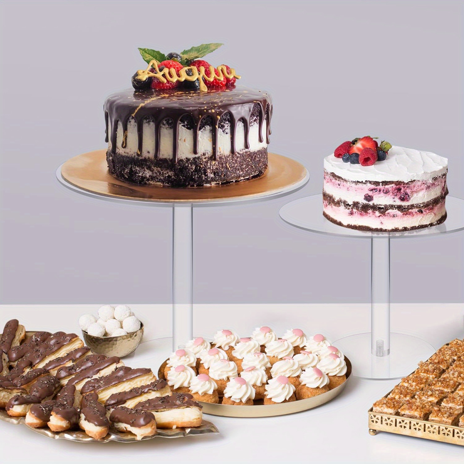 Acrylic Cake Stand Set Dessert Table Clear Round Cake Stands - Temu