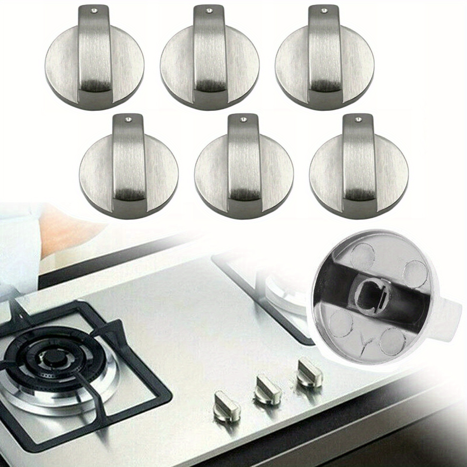 

2/6pcs Gas Stove Switch Gas Stove Knobs, Home Kitchen Cooker Oven Knobs, Cooktop Metal Switch Control