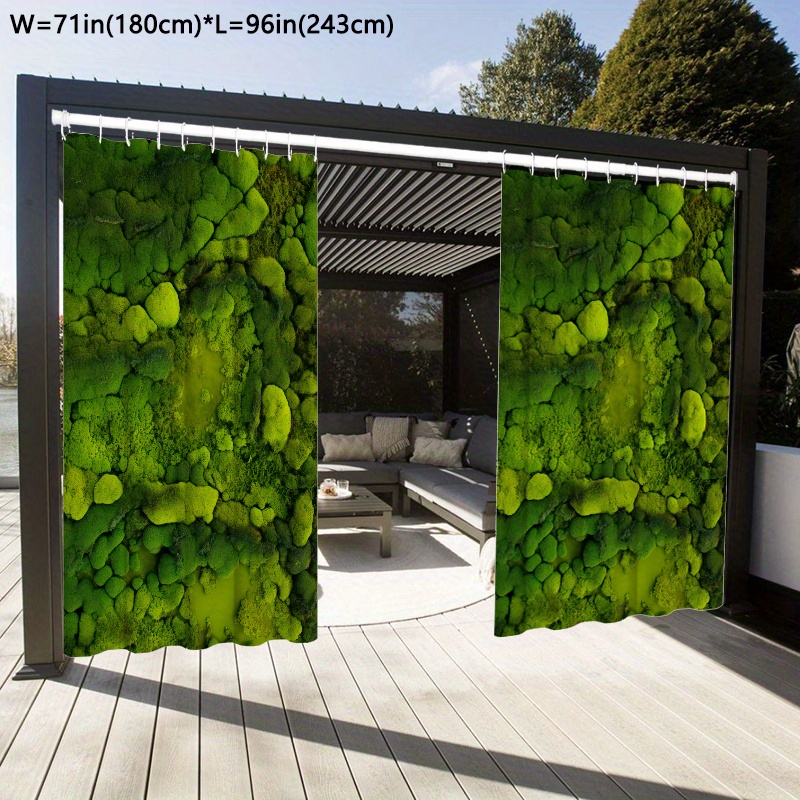 

1pc Waterproof Outdoor Curtain, Yard Curtain, Modern Style Plant Moss Theme Pattern Curtain, Indoor And Outdoor Patio Privacy Curtain, 71*96in