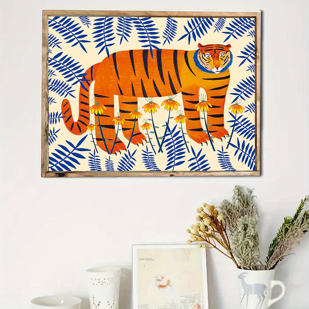 

30*40cm Thickened Canvas Painting, Upgrade Roll Packaging, Waterproof Anti-light Anti-oxidation, Funny Animal Print, Tiger, Illustration Art, Room Decor For Boys Girls