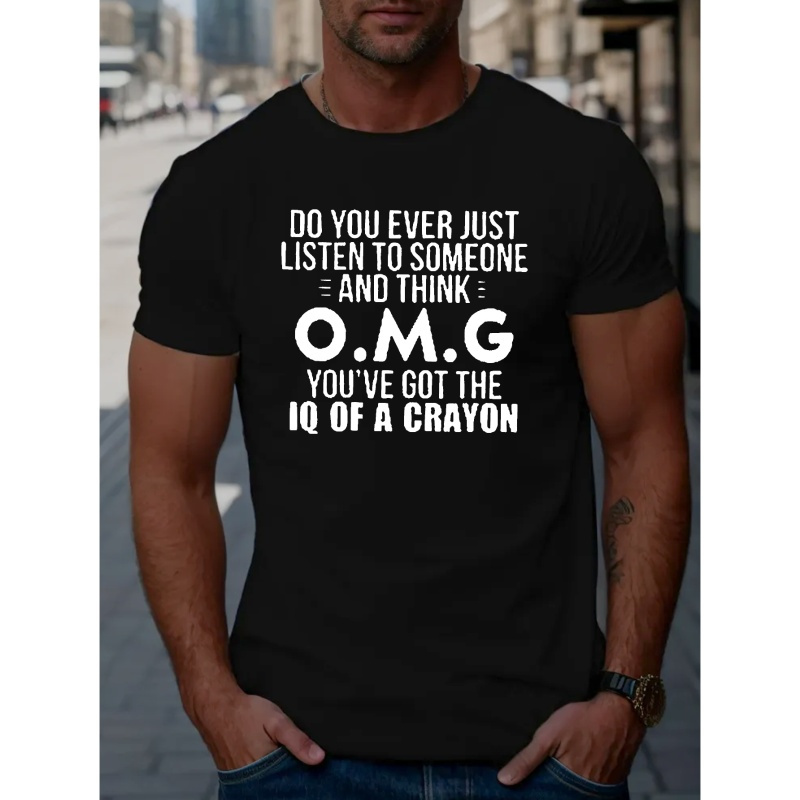 

You've Got The Iq Of A Crayon Print T Shirt, Tees For Men, Casual Short Sleeve T-shirt For Summer