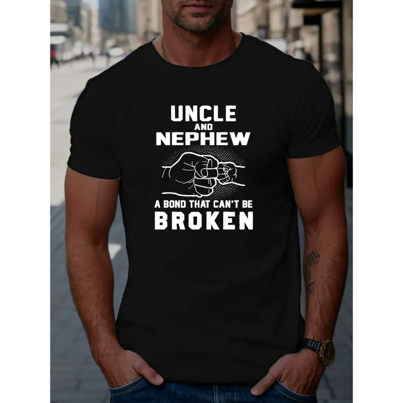 

Uncle And Nephew Print T Shirt, Tees For Men, Casual Short Sleeve T-shirt For Summer