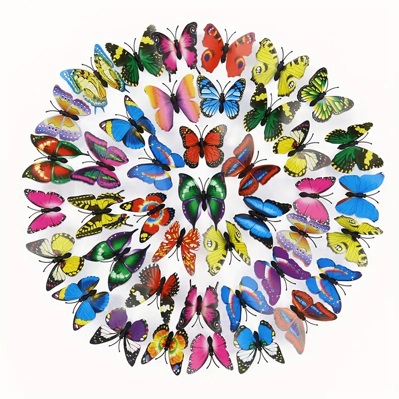 

100pcs 3d Butterfly Wall Sticker, 3d Butterfly Paper Wall Decals, Removable Wall Decor Sticker For Living Room Bedroom Bathroom Office Home, Art Wall Decoration