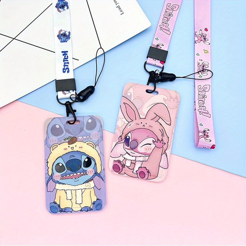 1pc * Stitch ID Badge Holder Lanyard Keychain, Name Tag Holder Clip,  Detachable Card Holder Sleeve Phone Lanyard For Boys Girls Students