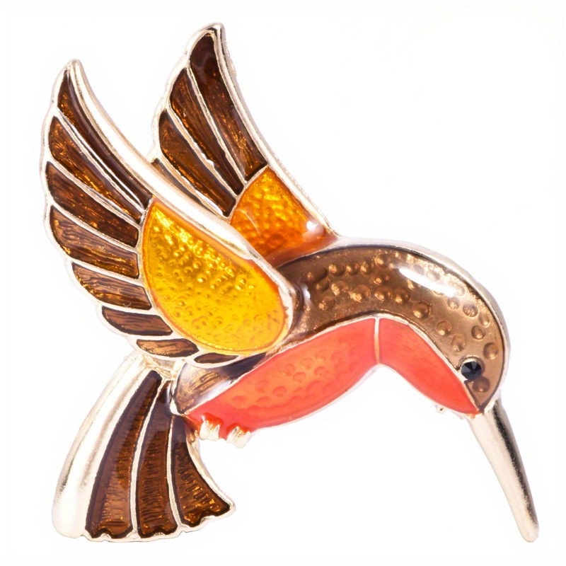 vintage colorful hummingbird enamel brooch pin cute cartoon animal metal badge with red   accents for jackets bags hats whimsical fashion accessory for women hummingbird jewelry novelty outfit decor intricate feather detailing