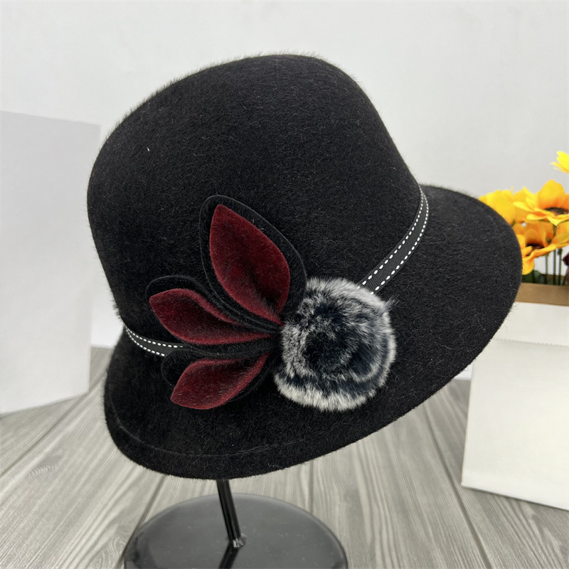 Autumn Winter Warm Fedoras Classic Flower Decor Rolled Brim - Temu