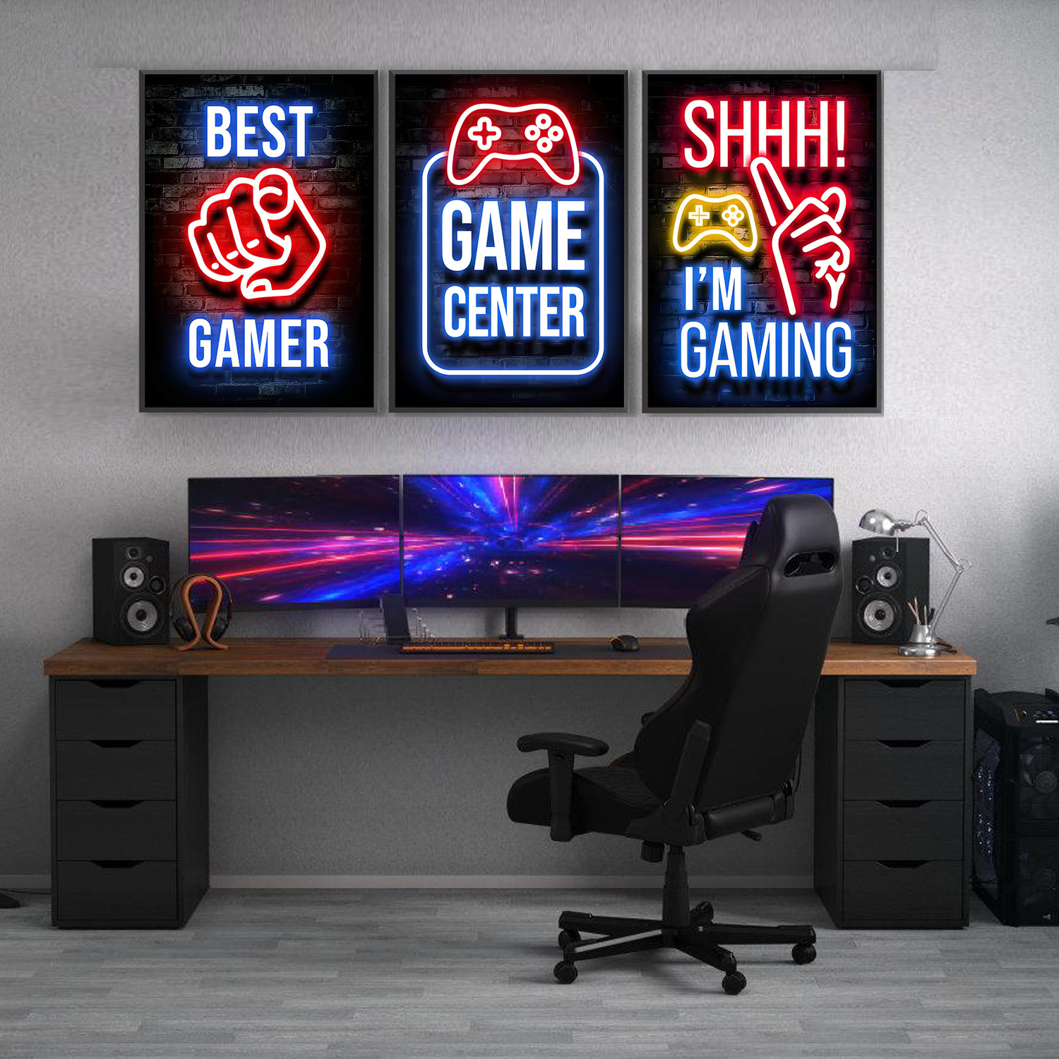 Gamer Center Neon Style Wall Art Posters Modern Art Game - Temu United  Kingdom