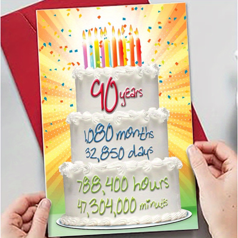 

90th Birthday Card, Funny Senior Citizen Milestone, Humorous Time Count, Paper Greeting Card For 90 Year Old, Supplies