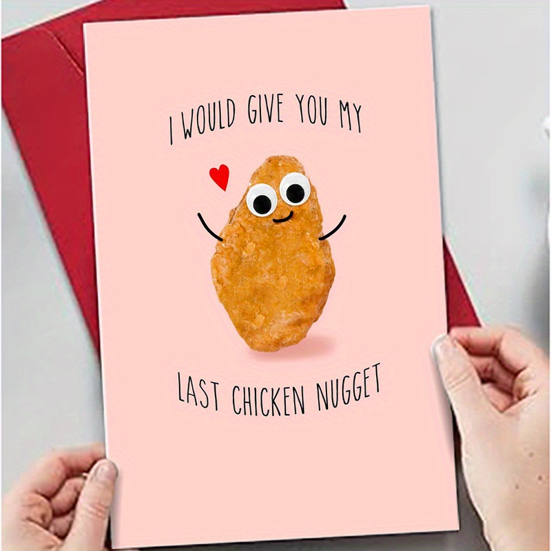 

1pc, Anniversary Card For Girlfriend Boyfriend, I Would Give You My Last Chicken Nugget, Food Valentines Day Cards For Husband Wife, Love Greeting Cards For Her Him, Comes With Stickers