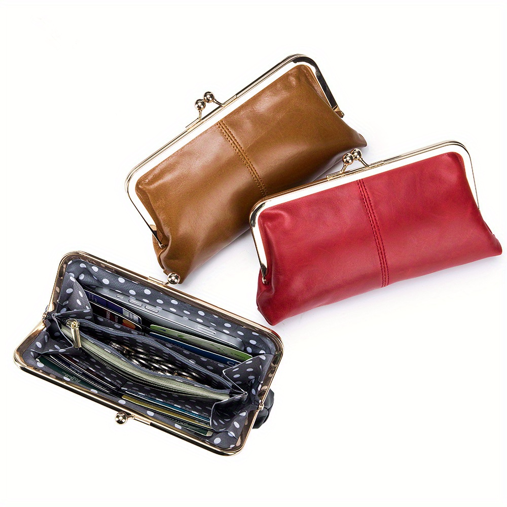 

Classic Solid Color Kiss-lock Clutch Wallet, Elegant Clutch Wallet For Women's Daily Use