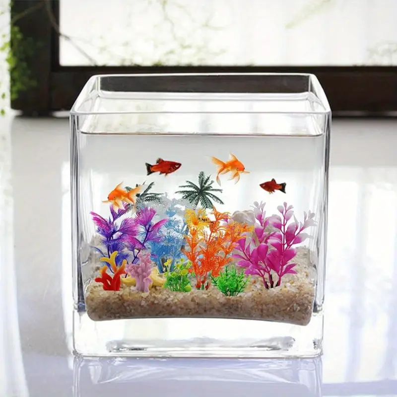 Pet Fish Tank Decorations Plants With Resin Coral 8 Pcs Aquarium  Decorations Small Plants Plastic Fish Tank Accessories Aquarium Decor, Free Shipping On Items Shipped From Temu