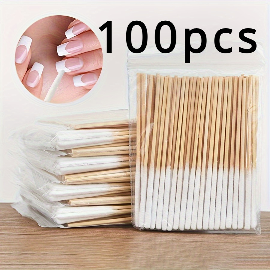 Nail Art Tools Cotton Swab Brushes Nail Wooden Sticks Makeup Temu
