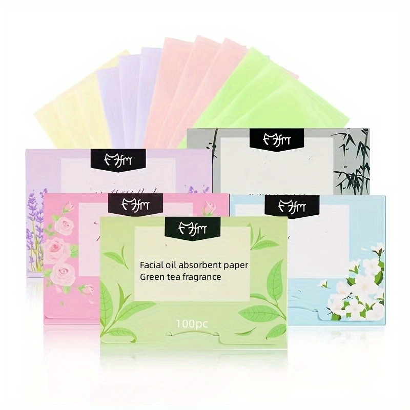 

100pcs Facial Oil Blotting Paper, Natural Green Tea Bamboo Charcoal Oil Control Film, Suitable For Oily Skin Care