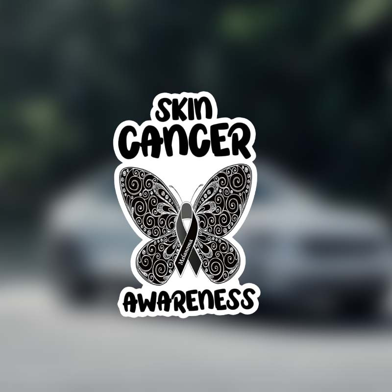 

Skin Cancer Awareness Sticker, Melanoma Awareness Black Ribbon Butterfly Stickers For Laptop Bottle Phone Car Bumper Window Helmet Sticker