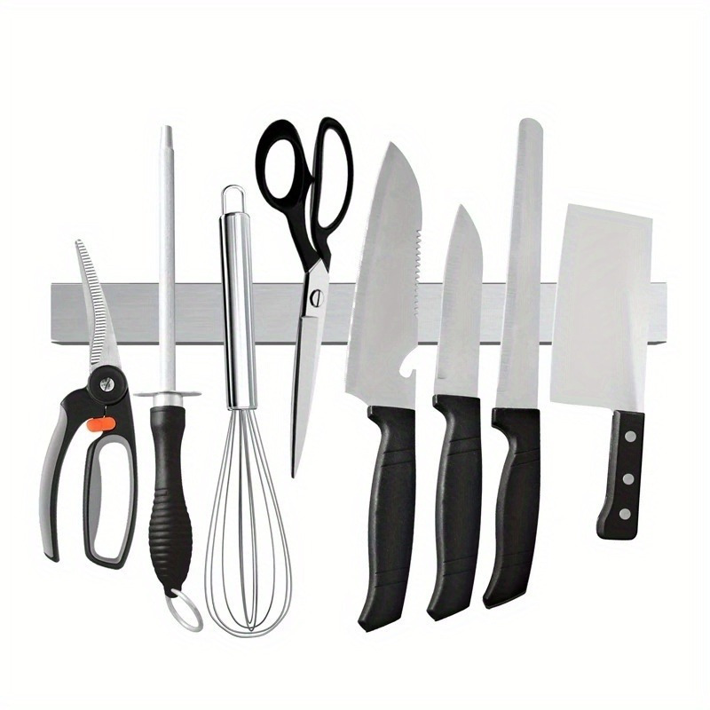 

High-quality Stainless Steel Magnetic Knife Holder - Space-saving Wall Mounted Strip With Easy & Safe Design For Kitchen Knives, Scissors & Whisks Organizer, Magnetic Knife Holder For Wall