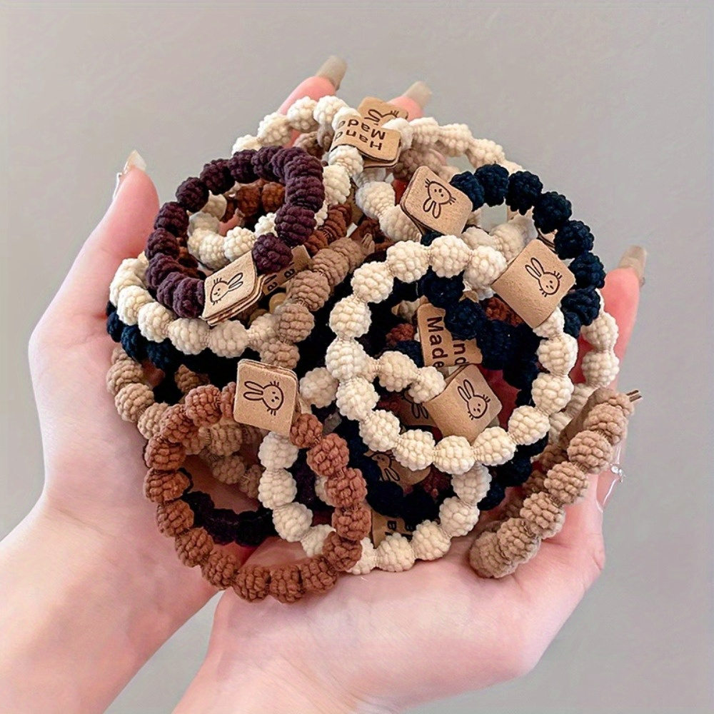 

10pcs Chic & High- Hair Ties For Women - Fashionable Polyester Hair Bands In Assorted Colors With & "made " Tags