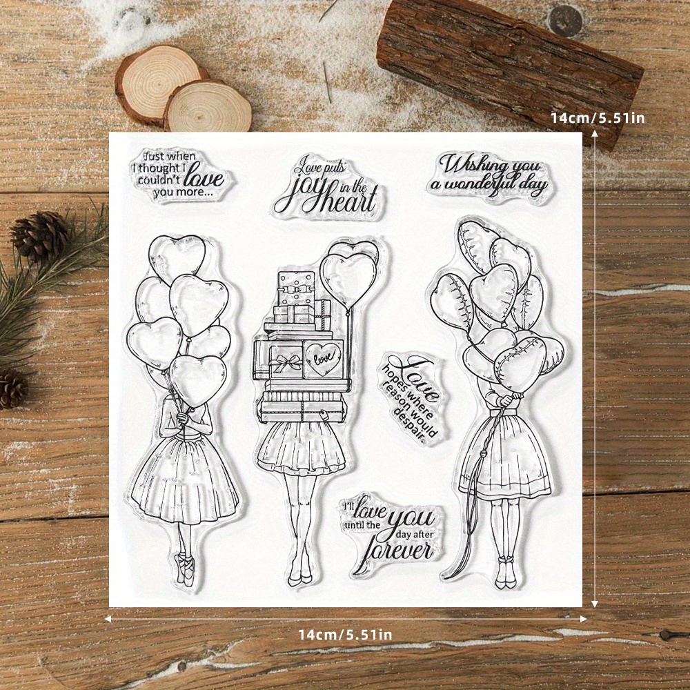 Mangocraft Holding Heart Balloons Clear Stamps Metal Dies Valentine's Diy Scrapbooking Supplies Stamps Dies For Card Album