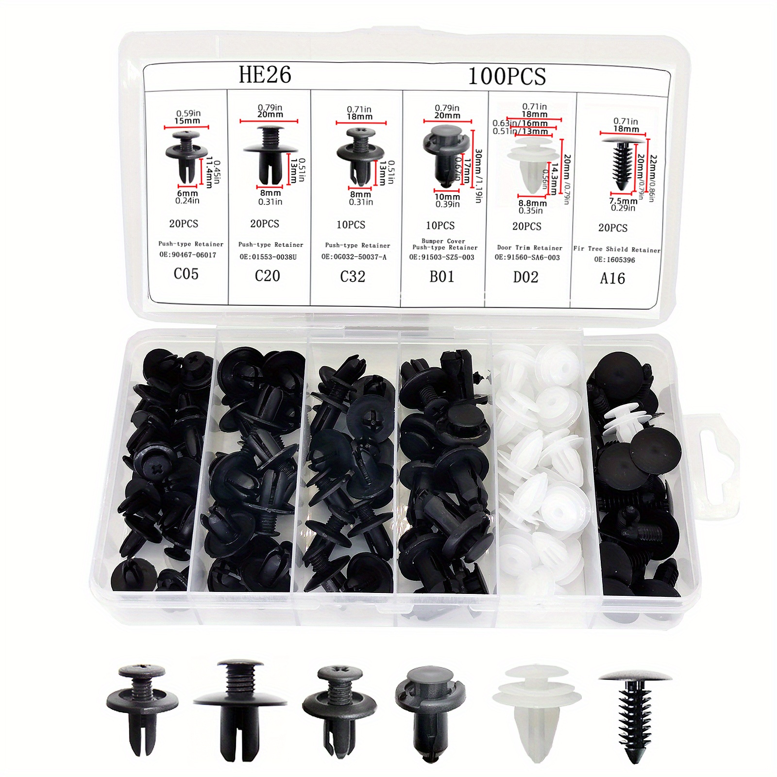 TEMU 100pcs Auto Car Fender Pin Rivet For Panel Tool Kit, Box Package