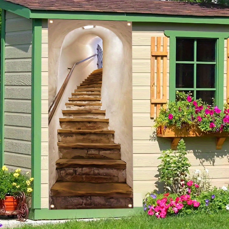 

1pc, 70x35 Inch Vinyl Door Cover Banner,vinyl,stairs