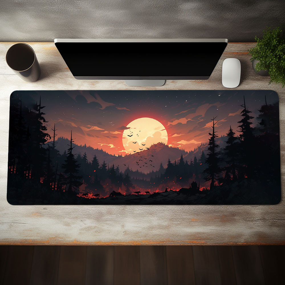 

1pc Luxurious Landscape Pattern Large Gaming Mouse Pad E-sports Office Desk Mat Keyboard Pad Natural Rubber Non-slip Computer Mouse Mat 35.4x15.7inch Suitable For Home Office Games As Gift