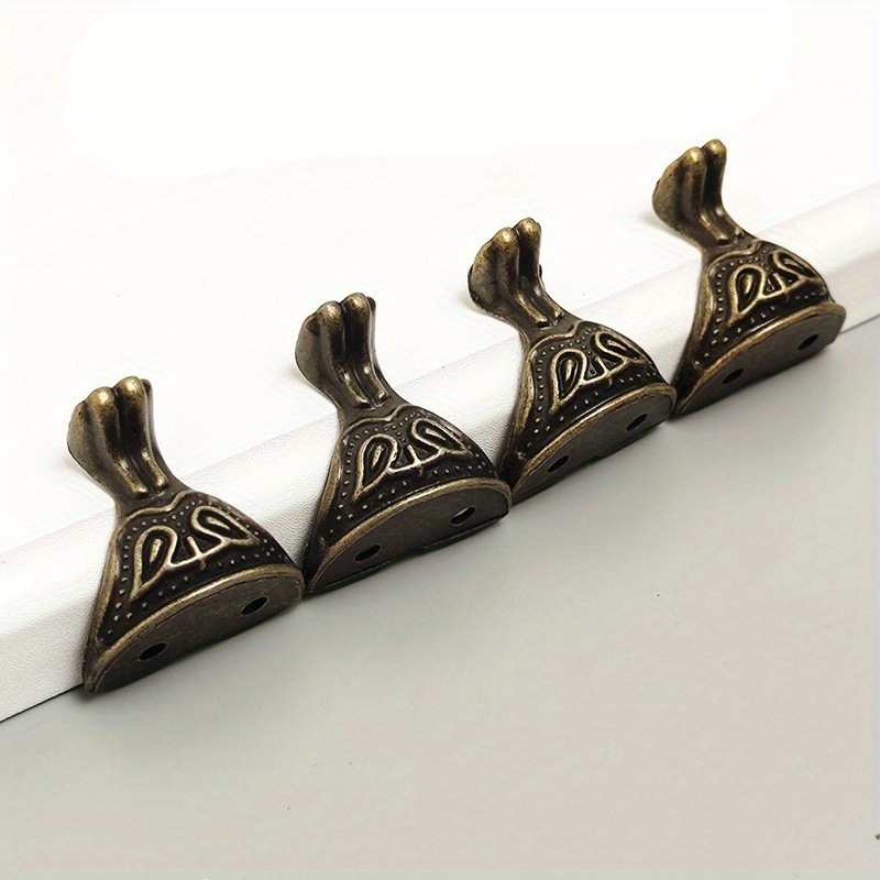 TEMU 4pcs Vintage Animal Face Feet With Four-corner Protective Caps, For Gift Boxes And Wooden Boxes, Decorative Feet