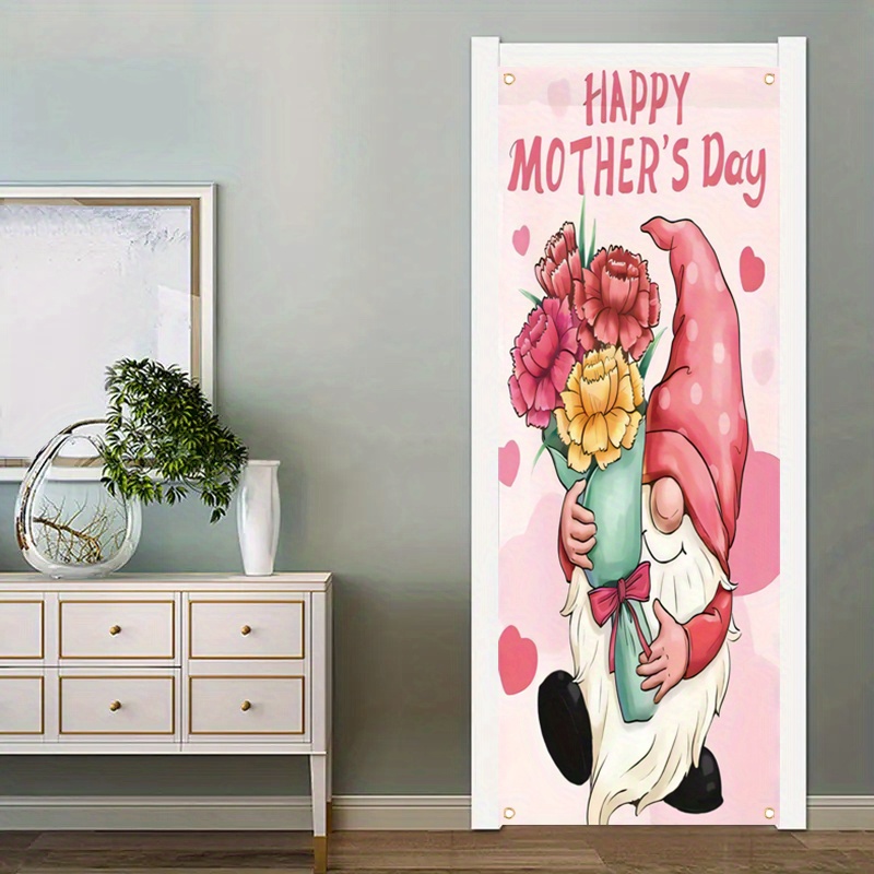 

1pc, 70x35 Inch Door Cover Banner,vinyl, Happy Mothers' Day,porch Sign Holiday Party Front Door Hanging Background Indoor Outdoor Banner Home Decor