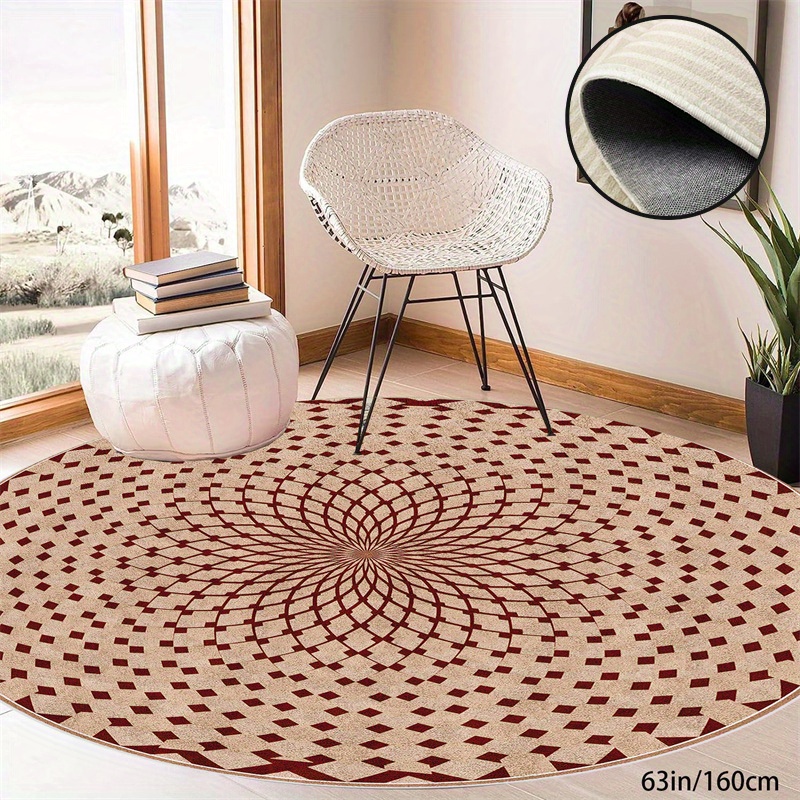 

Moroccan Trellis Round Area Rugs - Washable Small Round Rug Non-slip Soft Circle Rugs For Bedroom Vintage Ultra-thin Throw Carpet For Entryway Kitchen Laundry Bathroom Office
