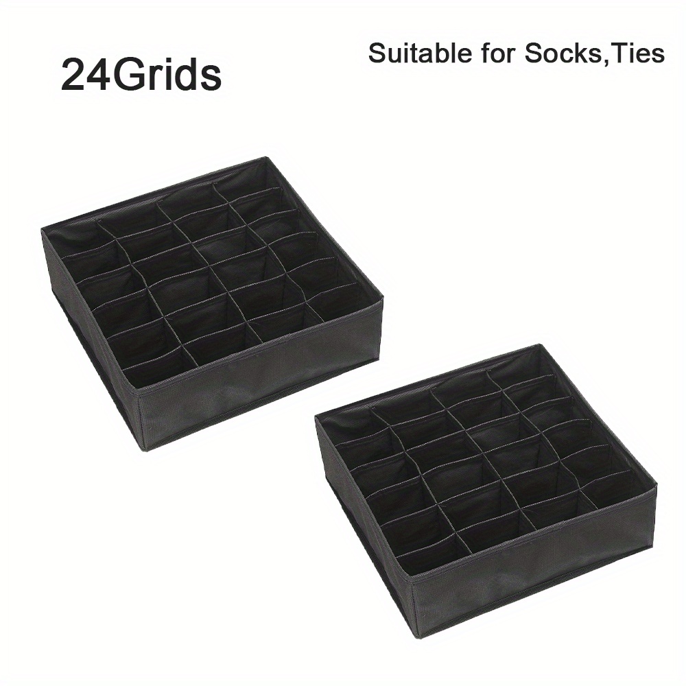 24 Grid Socks Closet Organizer Box Cloth for Socks Underwear Ties