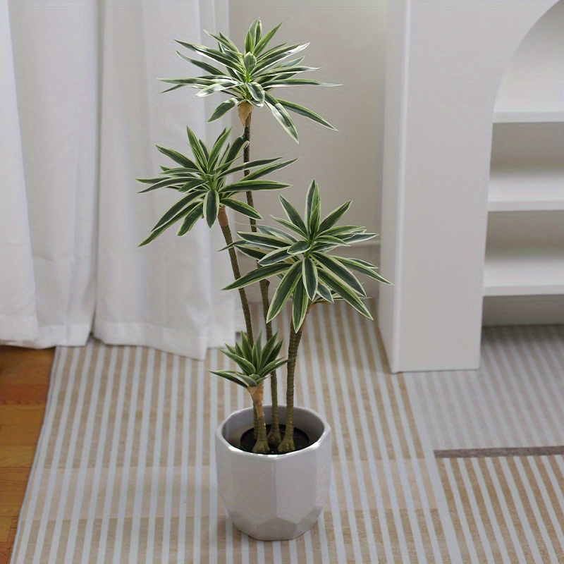 

1pc 5 Heads Lily Bamboo Simulation Green Plant, Large Indoor Faux Plant Potted For Spring Summer Decor