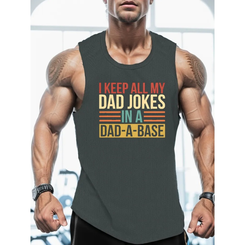 

Funny Slogan Print Men's Quick Dry Moisture-wicking Breathable Tank Tops Athletic Gym Bodybuilding Sports Sleeveless Shirts For Workout Running Training Men's Clothes