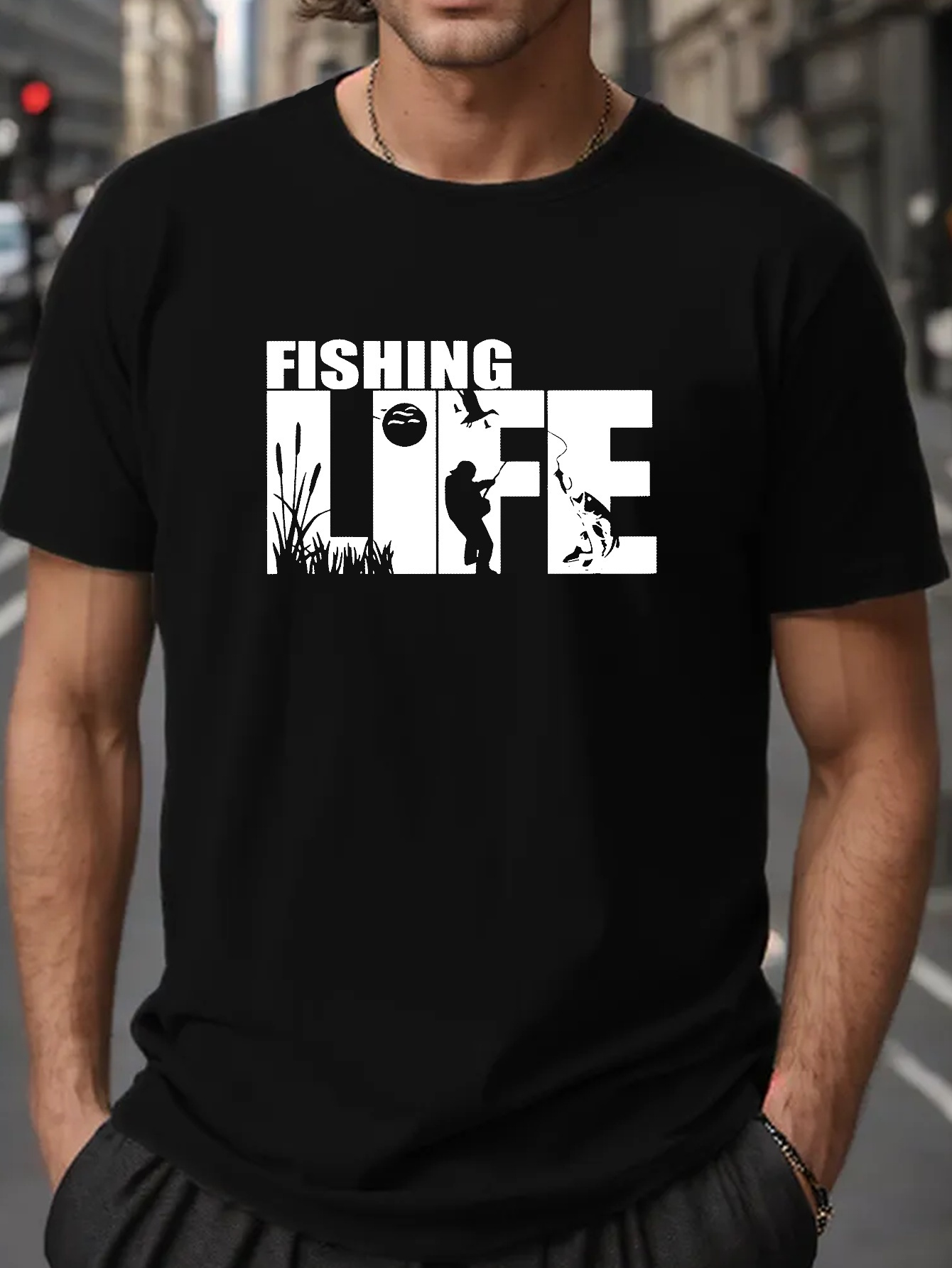 2xlt Shirts for Men Male Summer Casual Fishing Male Print T Shirt