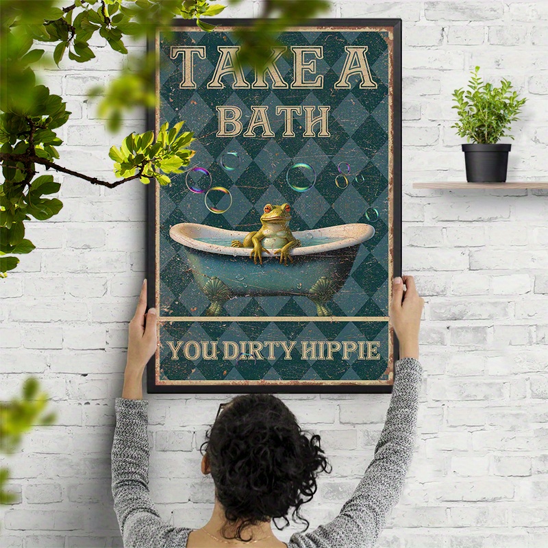 Take A Bath You Dirty Hippie Round Wood Hanging Sign Funny Hippie Bathroom  Wall Art Hippie Gifts for Home Office Hotel Coffee Bar Club Pub