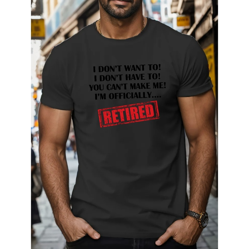 

Retired Print T Shirt, Tees For Men, Casual Short Sleeve T-shirt For Summer