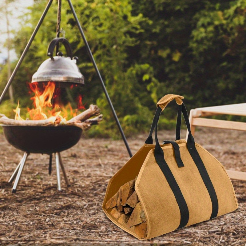 Firewood Carrier With Handles - Canvas Log Tote Bag for