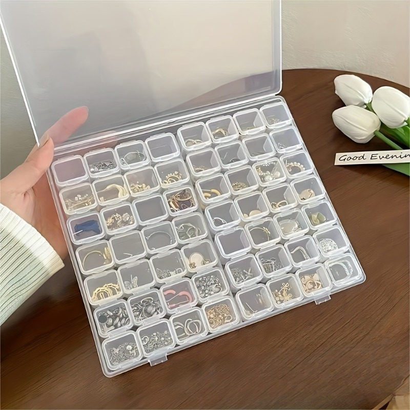 

1pc Transparent Jewelry Storage Box With 56 Detachable Compartments, Jewelry Storage Container, Portable Jewelry Box For Necklaces, Earrings, Earrings, Rings