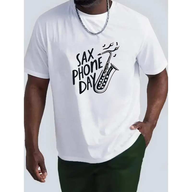 

Saxophone Day Print T Shirt, Tees For Men, Casual Short Sleeve T-shirt For Summer