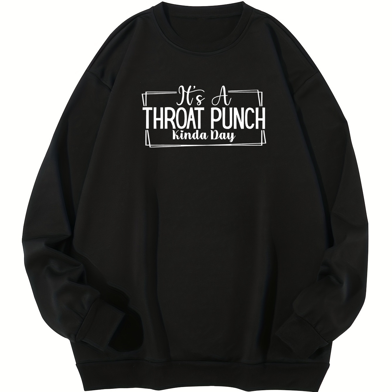 

Plus Size Men's Throat Punch Graphic Print Sweatshirt, Casual Breathable Crew Neck Long Sleeve Top For Outdoor, Men's Clothing