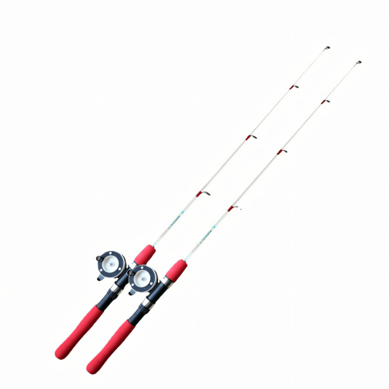 6pcs Foldable Ice Fishing Rod with Orange Flag Hole Cover Round Ice Fishing  Equipment