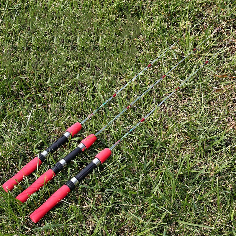 5PCS Mini Winter Ice Fishing Rod Top Tip Portable Outdoor Fishing Rod Red  Ball Spring TipsM 