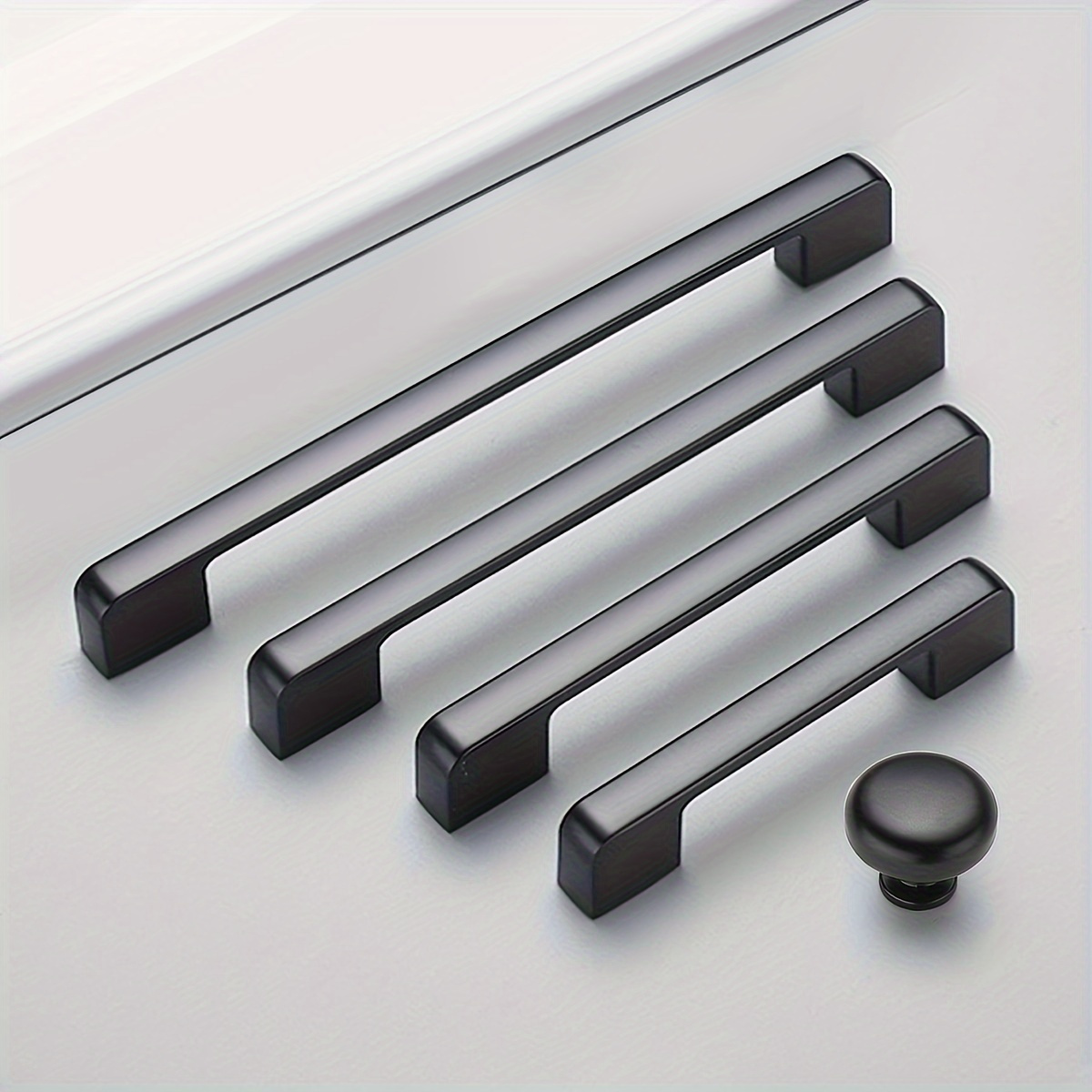 

1pc Aluminum Alloy Black Cabinet Handles, American Style Solid Kitchen Cupboard Pulls, Drawer Knobs, Furniture Hardware