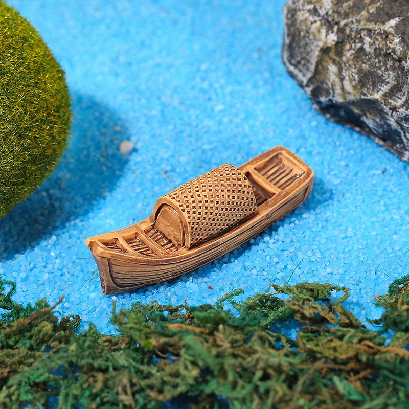 Real Boatresin Miniature Boat & Paddle Set For Micro Landscape & Fairy  Garden