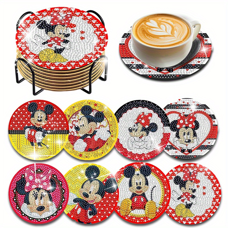 

8pcs Diy Diamond Painting Kit Featuring Cartoon Animals Like And Mouse, Heart-shaped Coasters That Are Heat-resistant And Non-slip, Perfect Household Items And Great Gifts For Teachers, Family, .