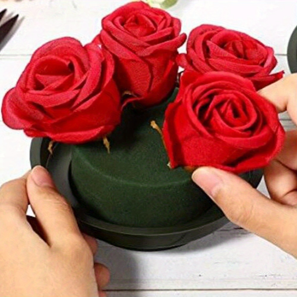 

1pc Green Round Wet Floral Foam With Bowl For Wedding Flowers Party Home Decoration