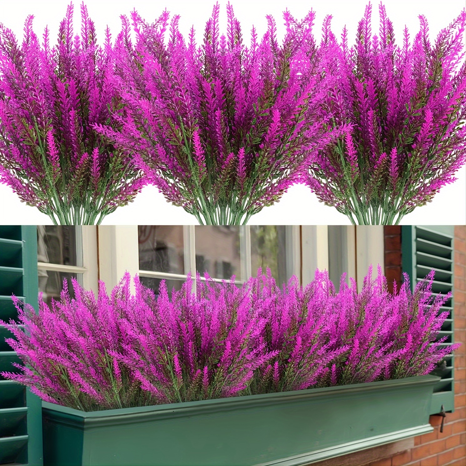 

6 Bundles Of Uv-resistant Artificial Lavender Flowers - Perfect For Garden, Porch, And Window Box Decorations