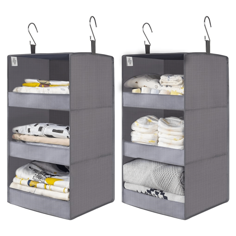 

1pc/2pcs Foldable Hanging Closet Shelves, Hanging Closet Organizers, Hanging Organizers For Locker & Camper, Gray