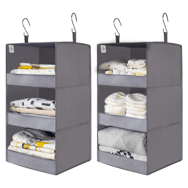1pc/2pcs Foldable Hanging Closet Shelves, Hanging Closet Organizers, Hanging Organizers For Locker And , Gray
