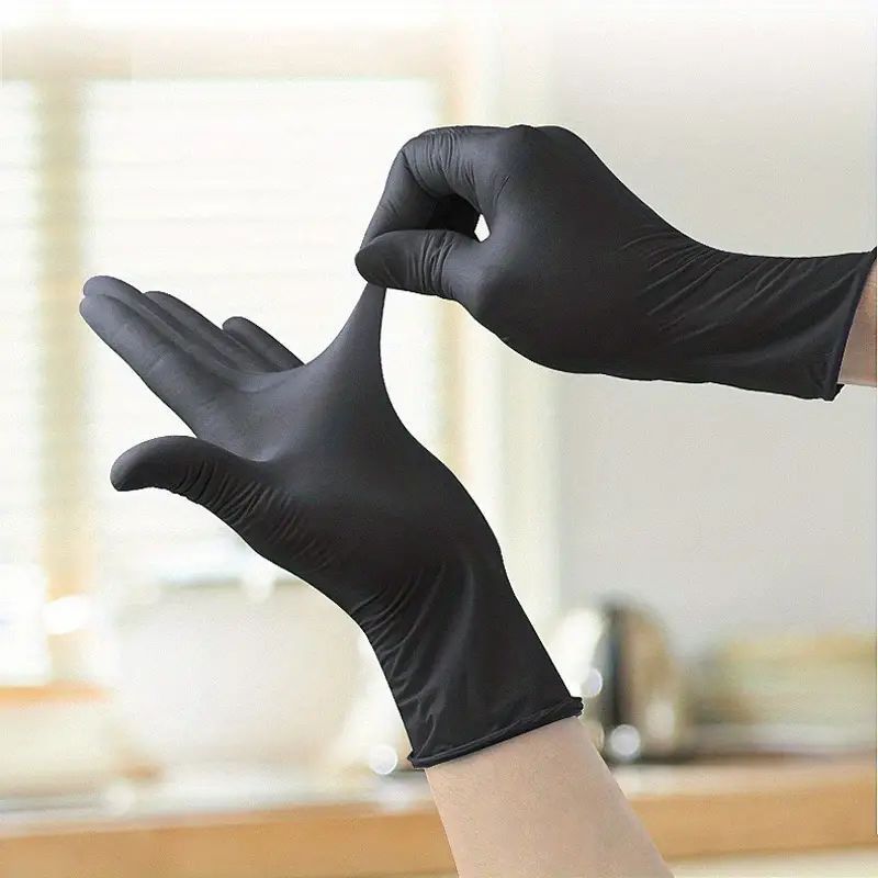 

100pcs Waterproof Nitrile Gloves - Powder-free, Ideal For Kitchens & Bathrooms, Household Cleaning Supplies