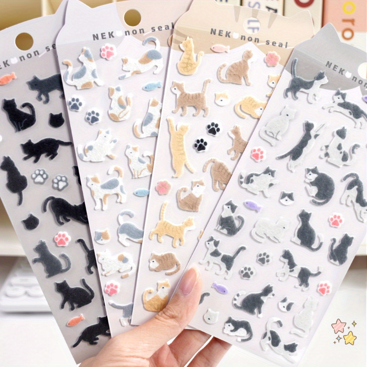 

1pc Cute Cats Paw Felt Cloth Stickers Scrapbooking Diy Stationery Sticker Kawaii Art Supplies Decor Stationery Gift